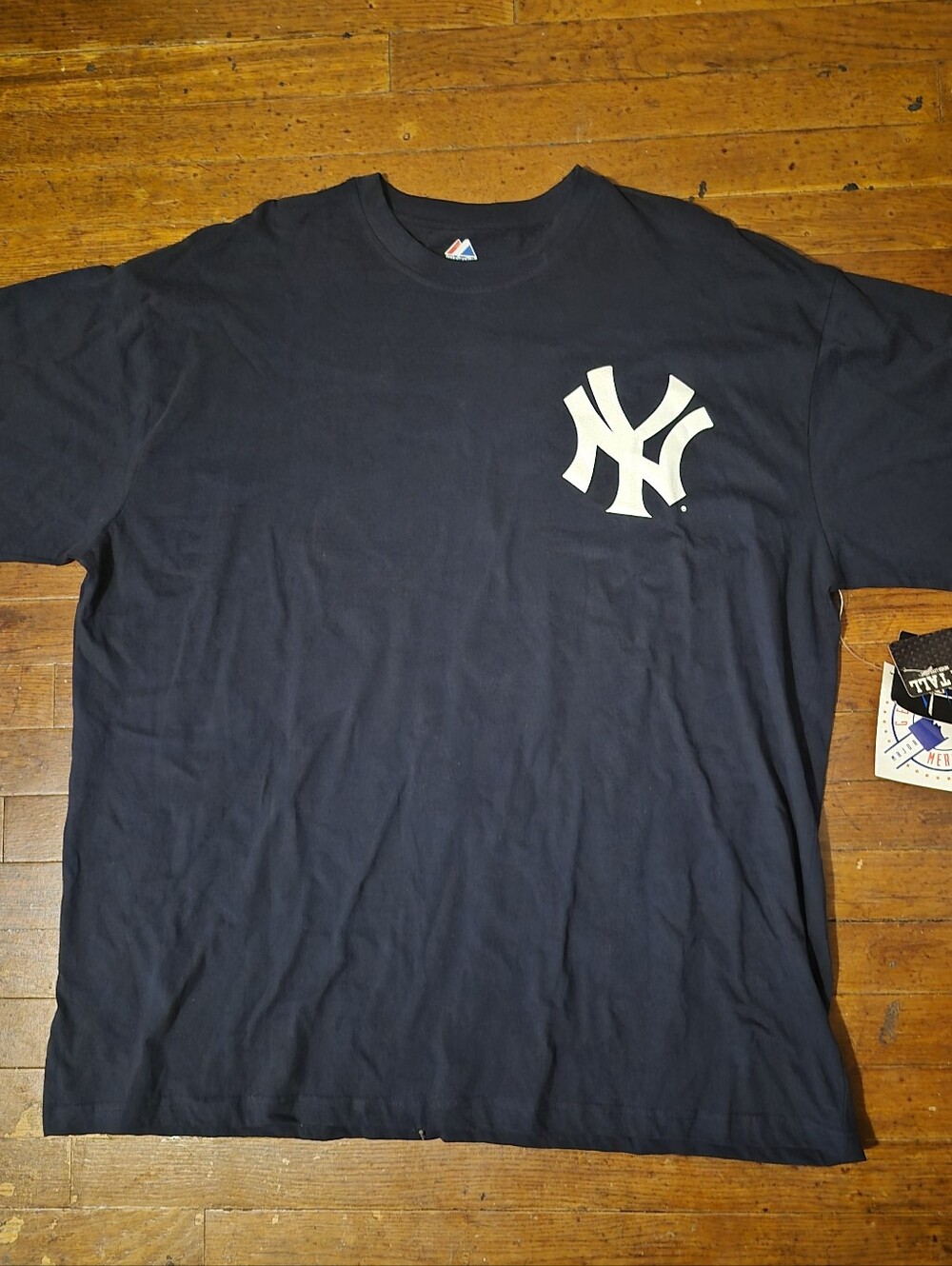 New York Yankees Chamberlain Mens Sz 2XL Blue Majestic Short Sleeved T Shirt NWT
